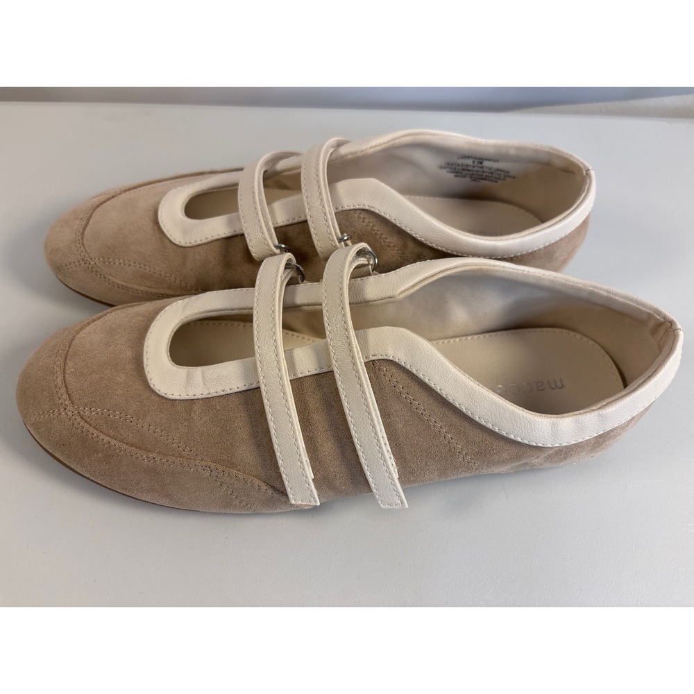 Madden Girl Lucky Mary Jane Flats Tan Cream Double Strap Shoes LUCKY01J1 8.5M